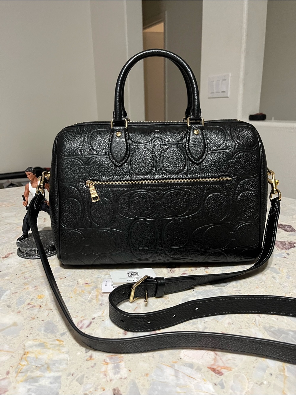 NWT Coach Rowan Large Satchel Bag In Signature Leather CEW02 BLACK Gold - Picture 4 of 13